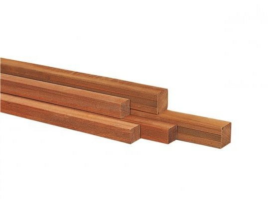AV Hardhouten paal geschaafd met V-groef gepunt, 6,5 x 6,5 x 275 cm