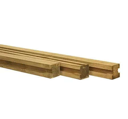 Grenen sleufpaal 8,8 x 8,8 x 270 cm. tbv 28 mm profielplanken tussenpaal groen geïmpregneerd