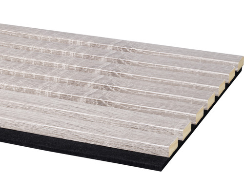 Akoestische panelen grijs eiken, 260 x 30 cm, 2 stuks, HM1860
