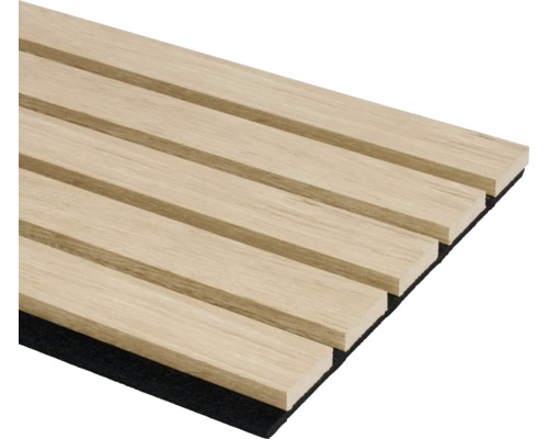 Akoestische wandpanelen natuur eiken, 260 x 30 cm, 2 stuks, HM7664