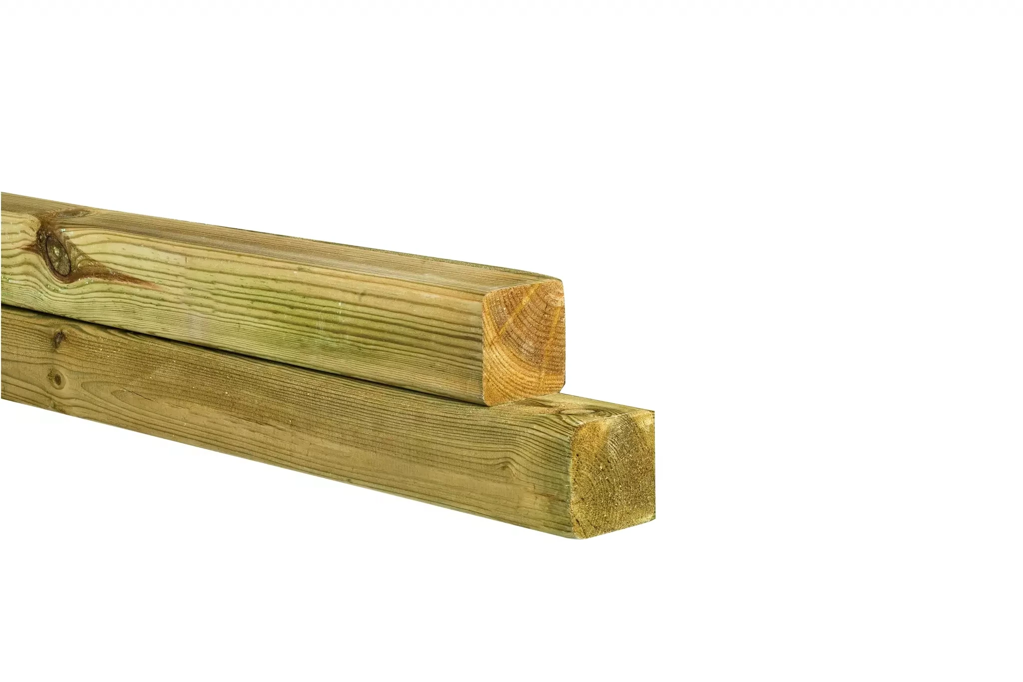 Grenen geschaafde paal 6,8 x 6,8 x 300 cm, zonder diamantkop, groen geïmpregneerd