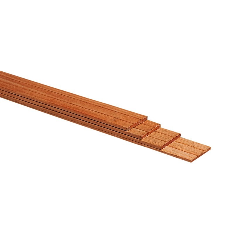 Hardhouten geschaafde plank met V-groeven 1,5 x 14,5 x 180 cm