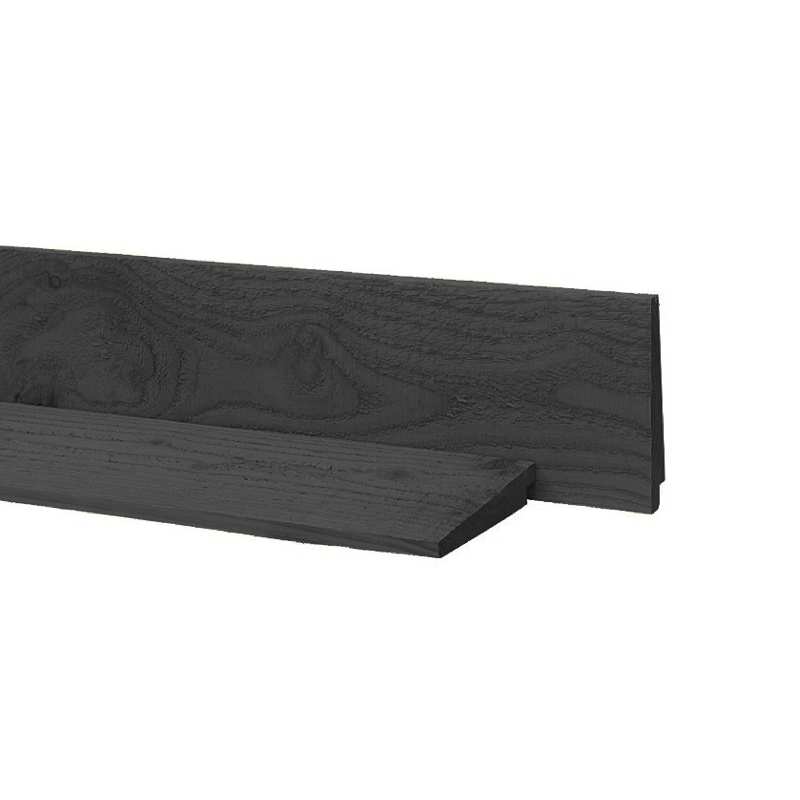 Zweeds rabatdeel douglas 1,1-2,7 x 19,5 x 300 cm, 1 zijde geschaafd & 1 zijde fijnbezaagd, zwart gedompeld afbeelding 1