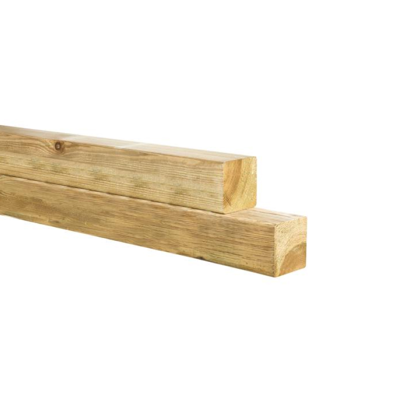 Grenen geschaafde paal 6,8 x 6,8 x 300 cm, zonder diamantkop, groen geïmpregneerd