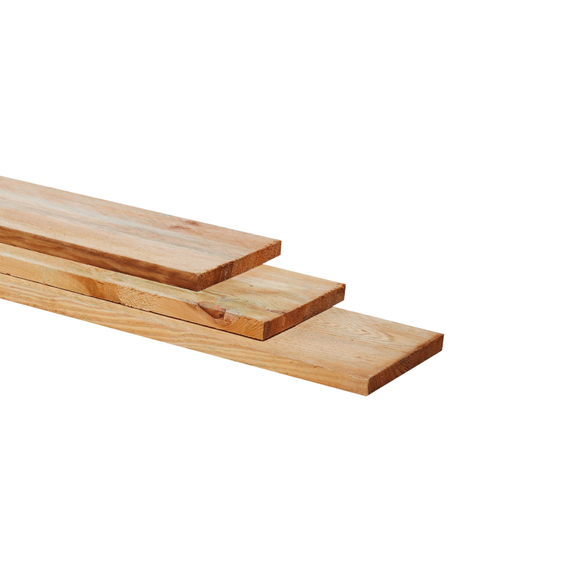 Grenen geschaafde plank 1,5 x 14 x180 cm, groen geïmpregneerd