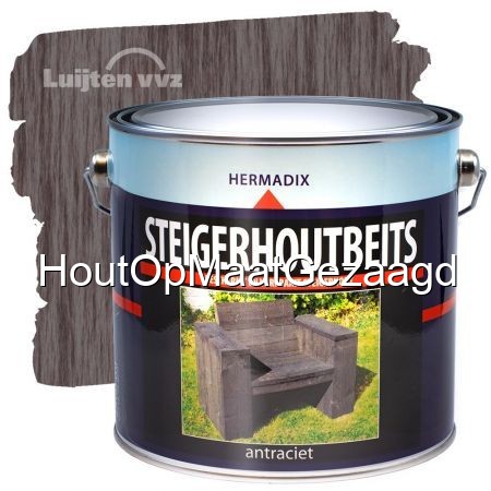 intellectueel Mevrouw Van toepassing zijn Hermadix steigerhoutbeits antraciet 2,5L - HoutOpMaatGezaagd.nl